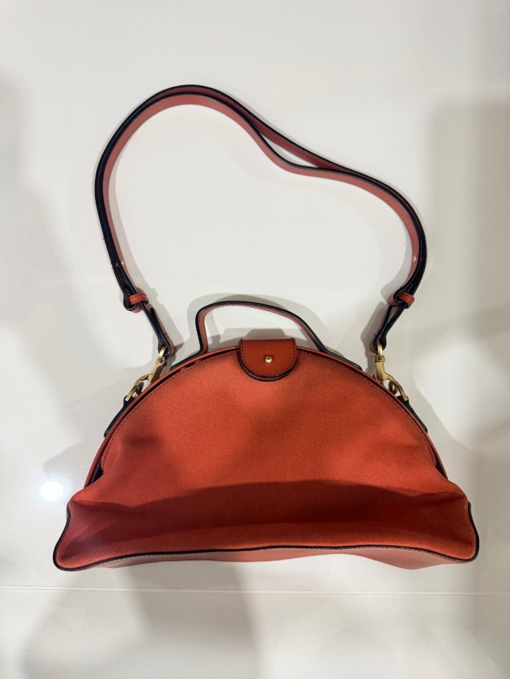 Kate Spade Saturday Rust Canvas Leather Satchel Crossbody Bag